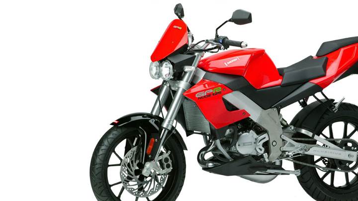 Derbi GPR 125 In Red White Background N Side Pose